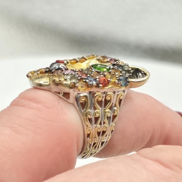 HP Spectacular Estate Michael Valitutti Genuine Multi Sapphire Panther Ring - Picture 8 of 9